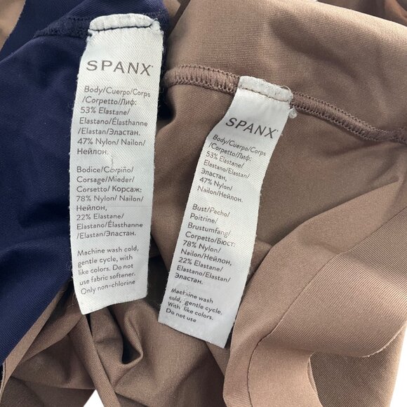 Spanx Womens Shaping Tank Tops XL Beige & Navy Nylon Blend Stretch Scoop Neck - Picture 6 of 7